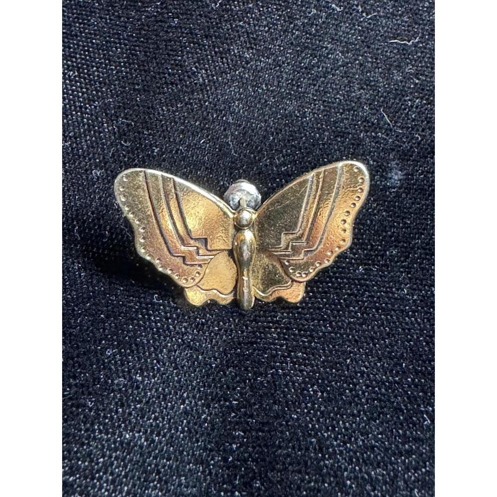 Laurel Burch Modernist Gold Tone BUTTERFLY BROOCH Vintage SIGNED